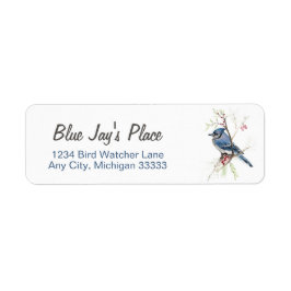 Blue Jay Watercolor Art Return Address Label