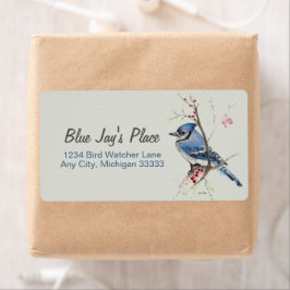 Blue Jay Watercolor Art Return Address Label
