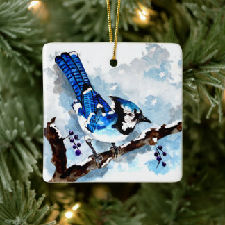 Blue Jay Winter Keramikornament