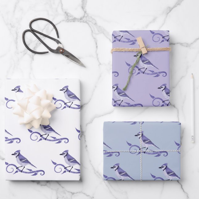 Blue Jay Wrapping Paper Set Geschenkpapier Set (Vorderseite)
