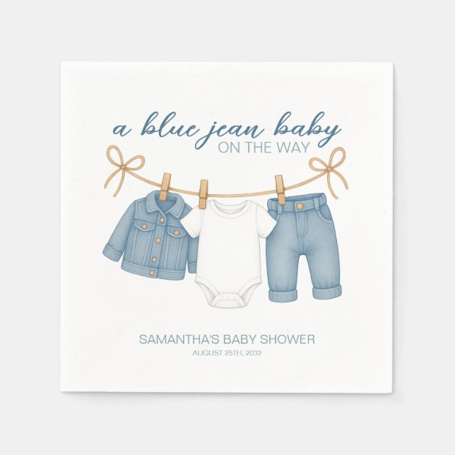 Blue Jean Baby auf dem Weg Baby Dusche Serviette (Vorderseite)