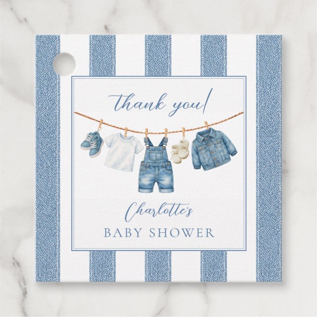 Blue Jean Baby Baby Shower  Geschenkanhänger (Vorderseite)