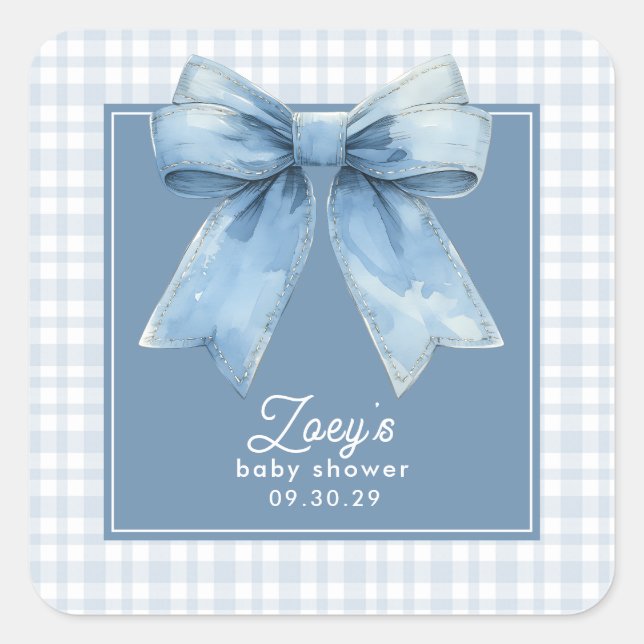 Blue Jean Baby Baby Shower Quadratischer Aufkleber (Vorderseite)