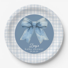 Blue Jean Baby Boy Baby Shower Gingham Paper Plat Pappteller