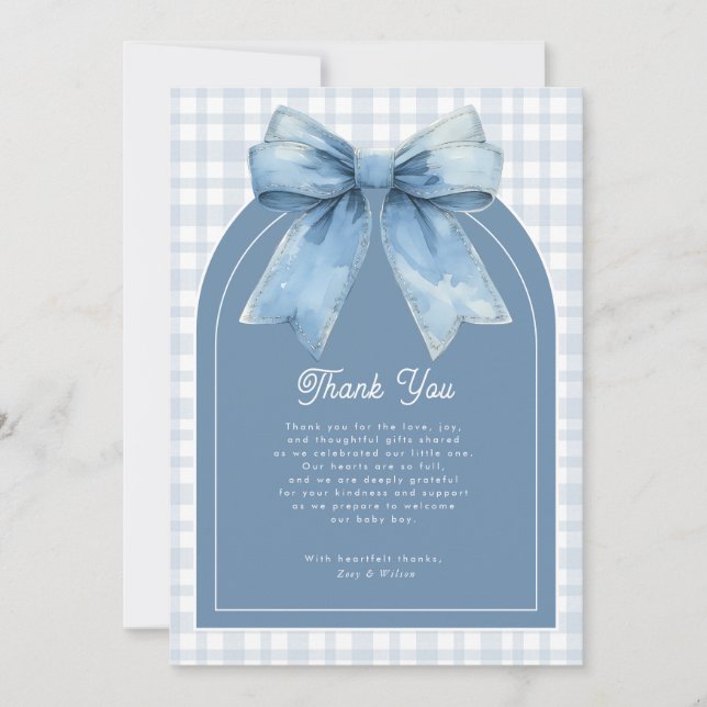 Blue Jean Baby Boy Baby Shower Thank You Card Dankeskarte (Vorderseite)