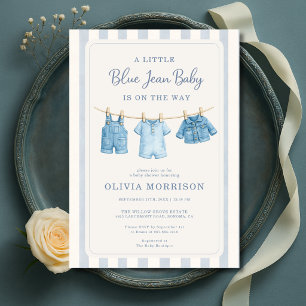 Blue Jean Baby Boy Streifen Baby Shower Einladung