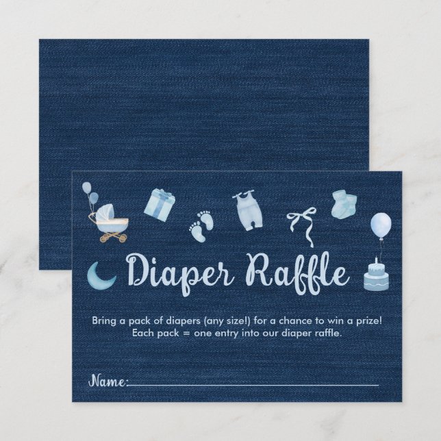Blue Jean Baby Denim Baby Duwer Diaper Raffle Begleitkarte (Vorne/Hinten)