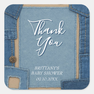 Blue Jean Baby Denim-Baby-Party Quadratischer Aufkleber