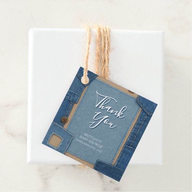 Blue Jean Baby Denim Baby Shower Geschenkanhänger (Beispiel)