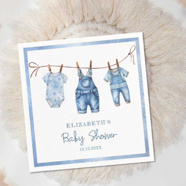 Blue Jean Baby Denim Boy Baby Shower Serviette (Von Creator hochgeladen)
