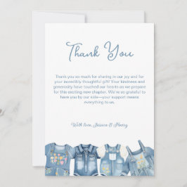Blue Jean Baby Denim Jumpsuit Baby Shower Dankeskarte