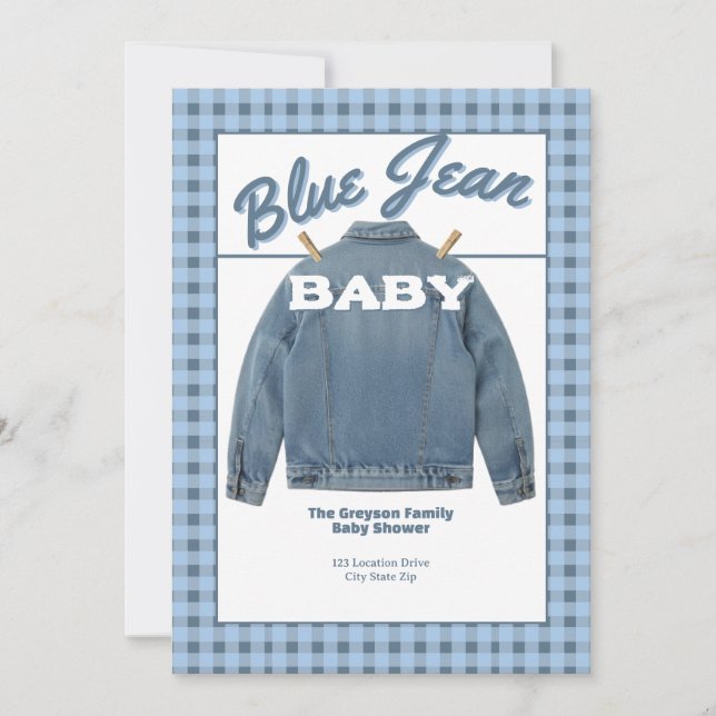 Blue Jean Baby - Denim Shower Custom Invitation Einladung (Vorderseite)
