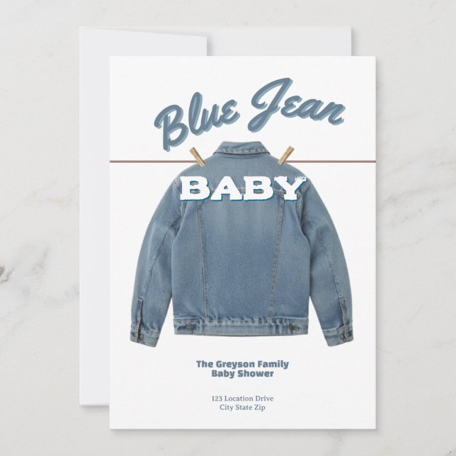 Blue Jean Baby - Denim Shower Custom Invitation Einladung (Vorderseite)