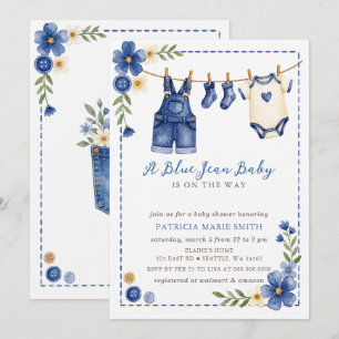 Blue Jean Baby ist auf dem Weg Jungen-Baby-Party Einladung