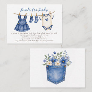 Blue Jean Baby Mädchen Baby Shower Buchwunsch Begleitkarte