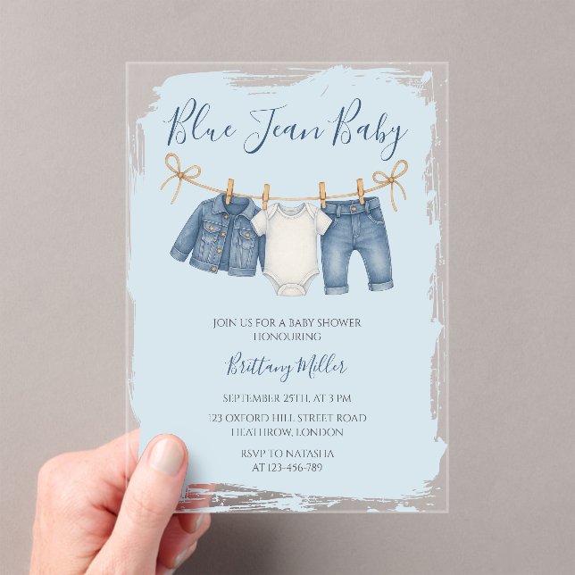 Blue Jean Baby Shower Baby Outfit  Acryleinladungen (Insitu (Handheld))