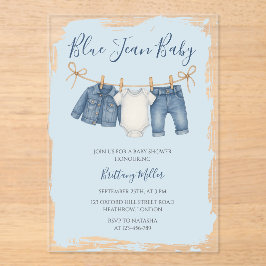 Blue Jean Baby Shower Baby Outfit  Acryleinladungen