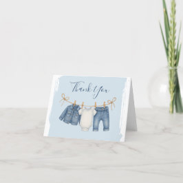 Blue Jean Baby Shower Baby Outfit Dankeskarte