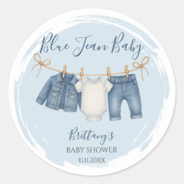 Blue Jean Baby Shower Baby Outfit Runder Aufkleber