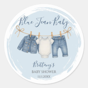 Blue Jean Baby Shower Baby Outfit Runder Aufkleber