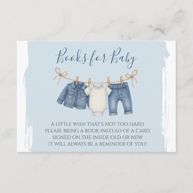 Blue Jean Baby Shower Books for Baby Begleitkarte (Vorderseite)