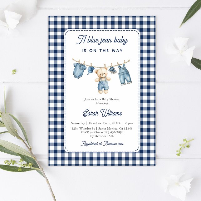 Blue Jean Baby Shower Boy Einladung (Von Creator hochgeladen)