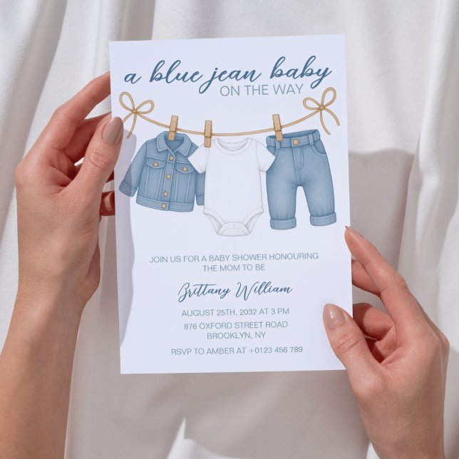 Blue Jean Baby Shower Einladung für Jungen (Von Creator hochgeladen)