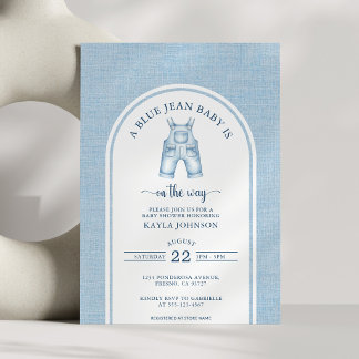 Blue Jean Baby Shower Elegant Watercolor Arch Einladung