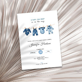 Blue Jean Baby Shower Invitation - Denim Theme Einladung
