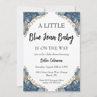 blue jean baby shower invitations einladung