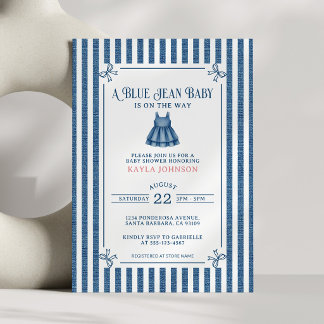 Blue Jean Baby Shower Striped Southern Girl Einladung