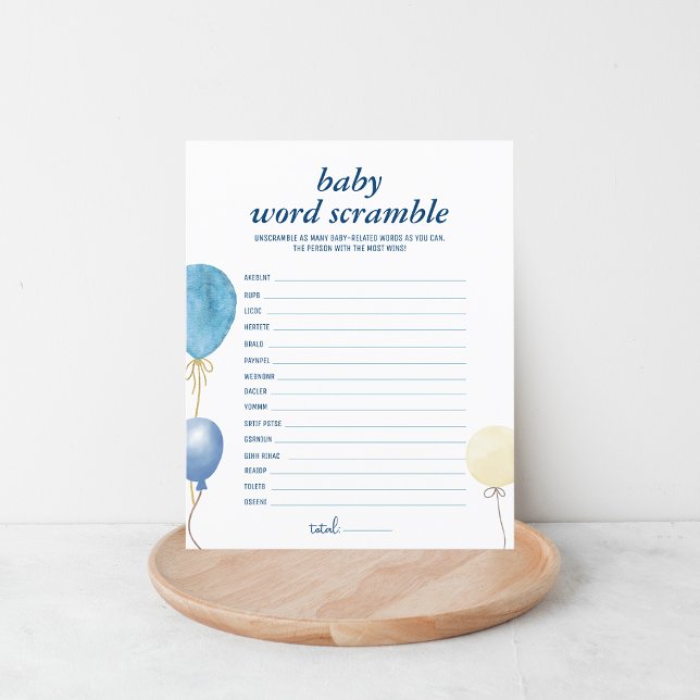 Blue Jean Baby Shower | Word Scramble-Spiel (Von Creator hochgeladen)