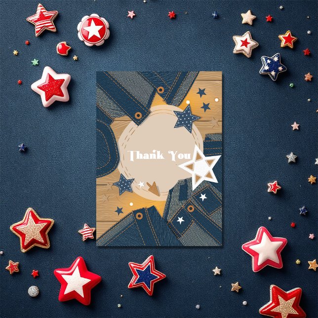 Blue Jean Baby Theme Denim Patchwork Baby Shower Dankeskarte (Blue Jean Baby Theme Denim Patchwork Baby Shower Thank You Card)