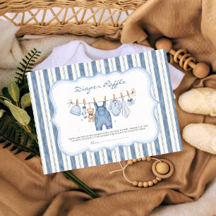 Blue Jean Baby Wäscheleine Windel-Raffle-Karte Begleitkarte