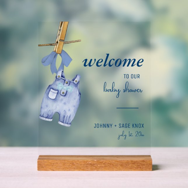 Blue Jean Baby | Willkommen bei Baby Shower Tablet Acrylschild (Neutral)