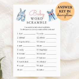Blue Jean Baby Word Scramble Baby Showspiel