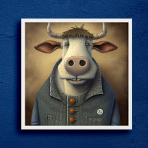 Blue Jean Bovine - Funny Cow in einem Kostümposter
