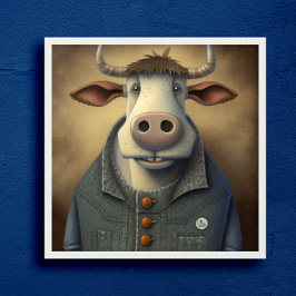 Blue Jean Bovine - Funny Cow in einem Kostümposter Poster