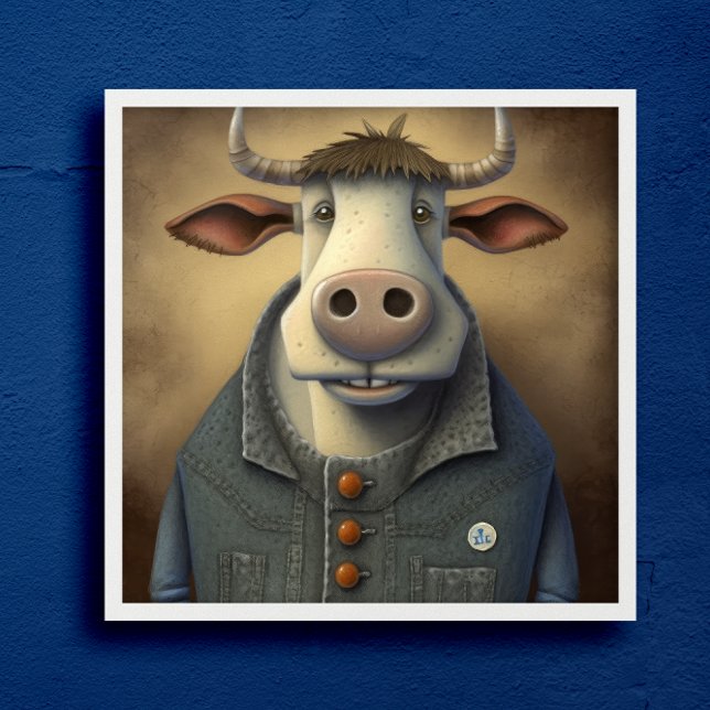 Blue Jean Bovine - Funny Cow in einem Kostümposter Poster (Von Creator hochgeladen)