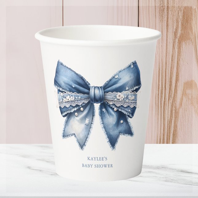 Blue Jean Bow Baby Shower Pappbecher (Von Creator hochgeladen)