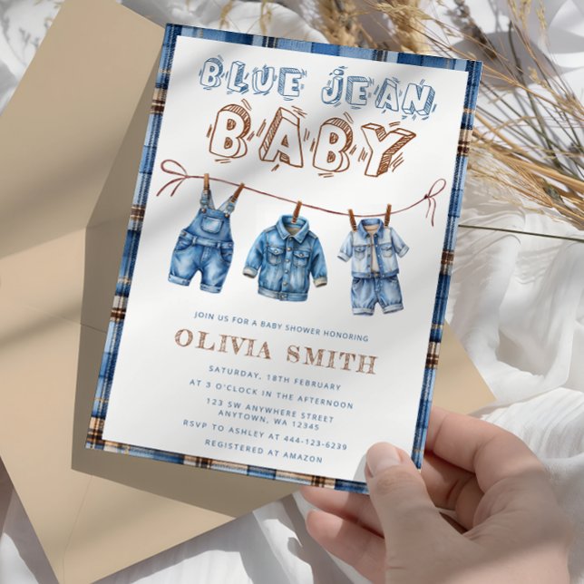 Blue Jean Boy Baby Shower Einladung (Von Creator hochgeladen)