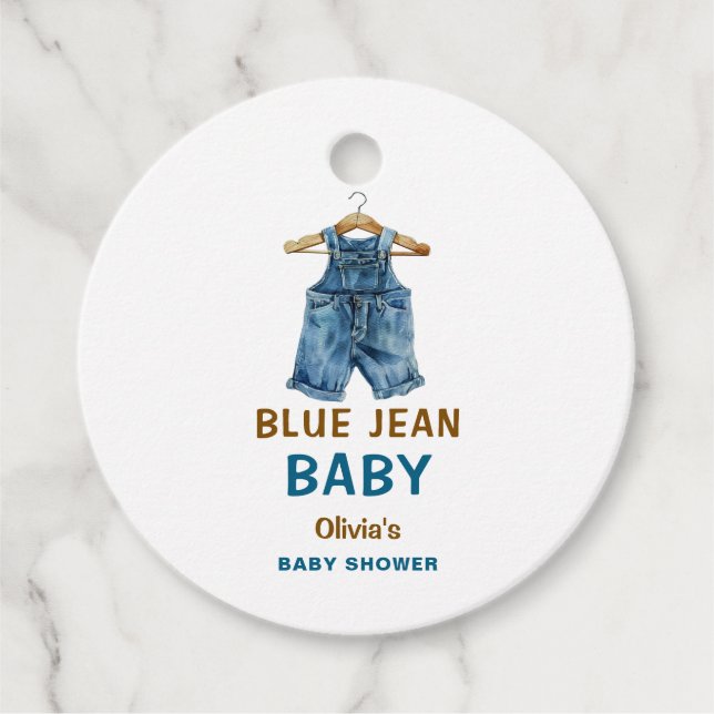 Blue Jean Boy Western Baby Shower Geschenkanhänger (Vorderseite)