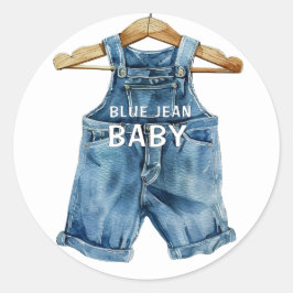 Blue Jean Boy Western Baby Shower Runder Aufkleber