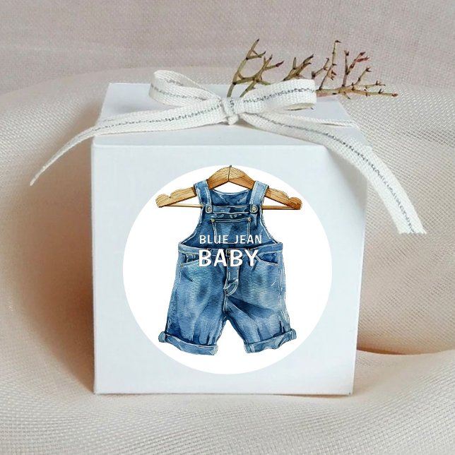 Blue Jean Boy Western Baby Shower Runder Aufkleber (Von Creator hochgeladen)