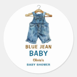 Blue Jean Boy Western Baby Shower Runder Aufkleber