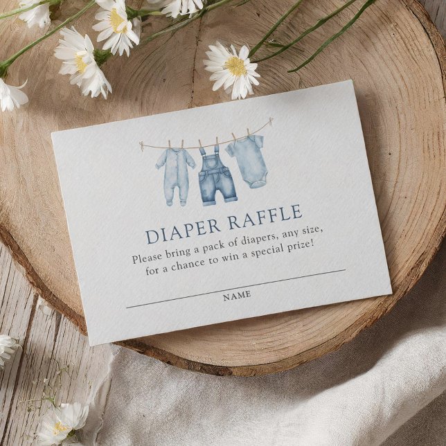 Blue Jean Denim Baby Showdiaper Raffle Ticket Begleitkarte (Von Creator hochgeladen)