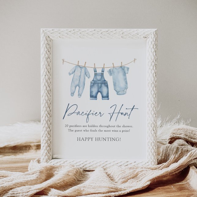 Blue Jean Denim Baby Showdusche Schnuller Hunt Sig Poster (Von Creator hochgeladen)