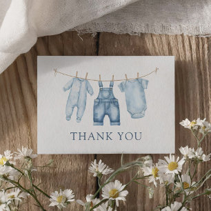 Blue Jean Denim Baby Shower Dankeskarte