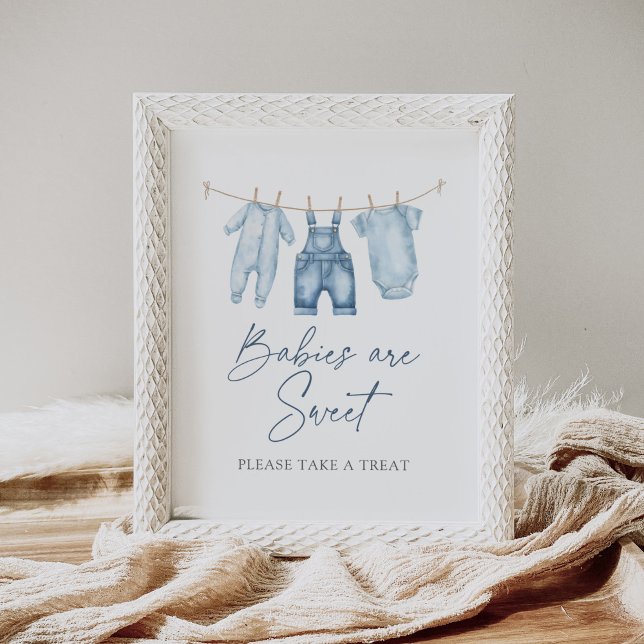 Blue Jean Denim Baby Shower Dessert Sign Poster (Von Creator hochgeladen)