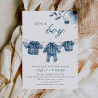 Blue Jean Denim Clothes Boy Baby Shower